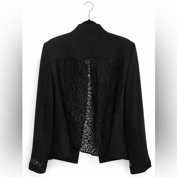 Tahari Arthur S. Levine Lace-Back Blazer | Black | Size 12 - Picture 5 of 8